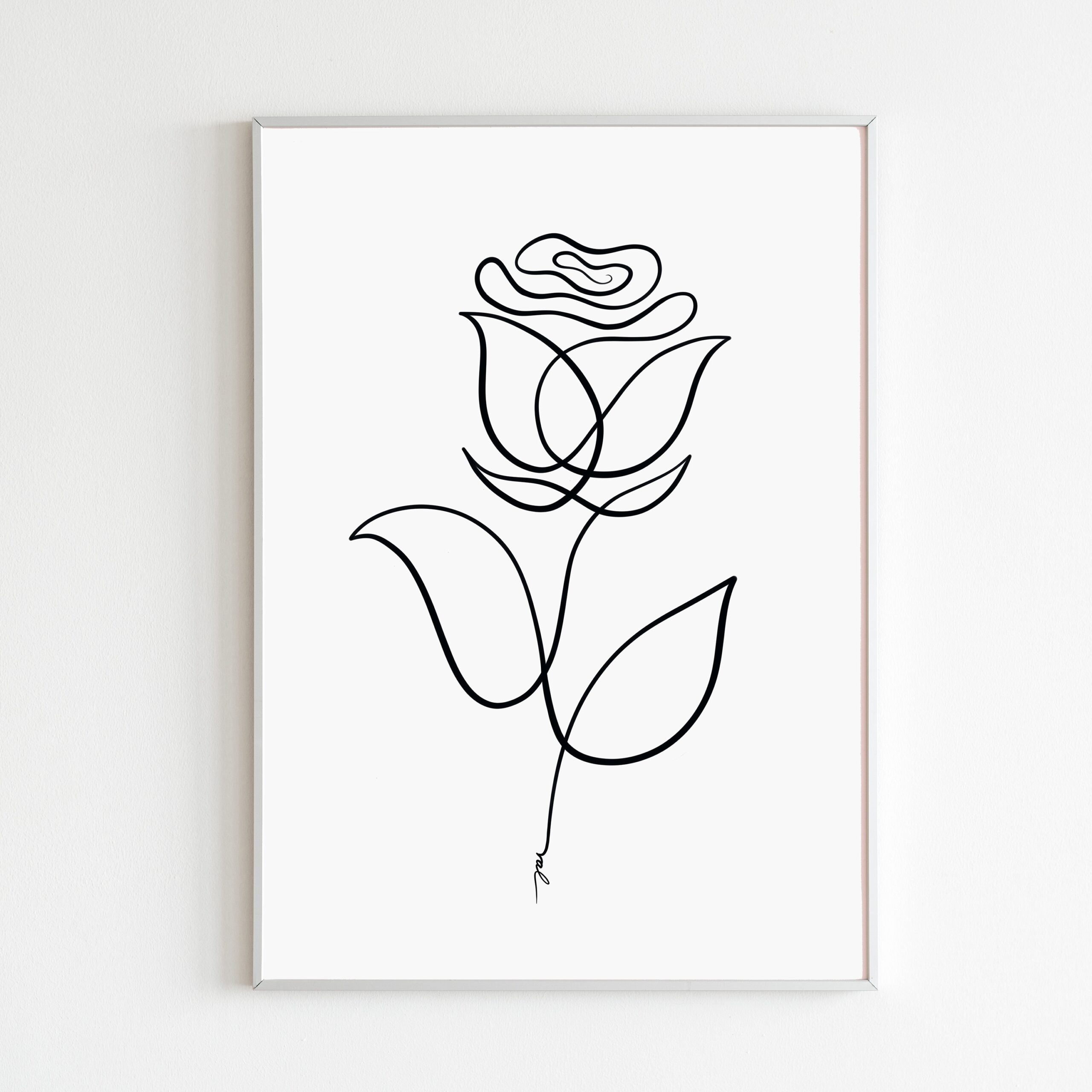 Rose Line Art Print Rose Flower Art Minimalist Single Line Art 