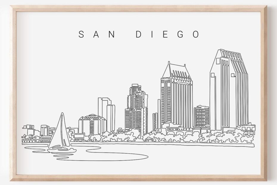 San Diego Skyline Art Print San Diego One Line Drawing Wall Art San Diego Poster California Travel Poster San Diego Wall Decor Gift Etsy
