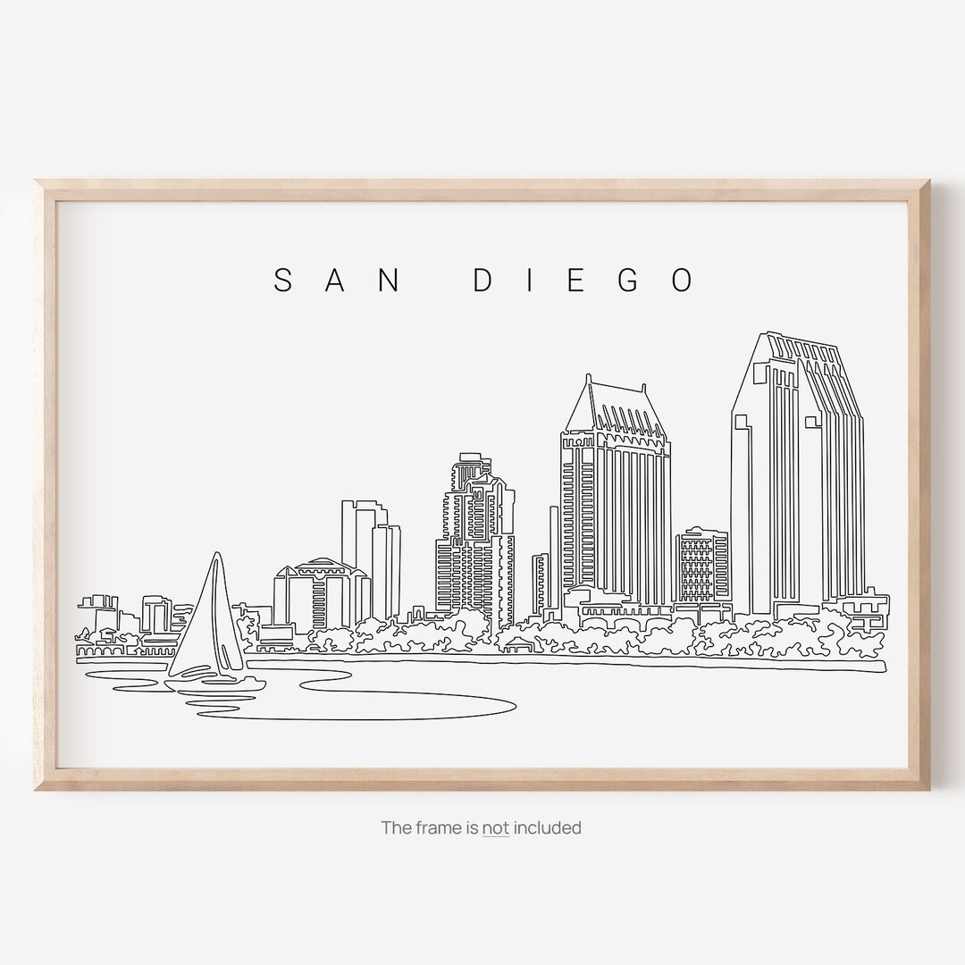 San Diego Skyline Art Print San Diego One Line Drawing Wall Art San Diego Poster California Travel Poster San Diego Wall Decor Gift Etsy