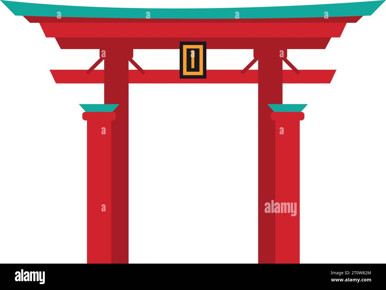 Simple Colorful Flat Drawing Of The SHINTO SHRINE JAPAN Stock 