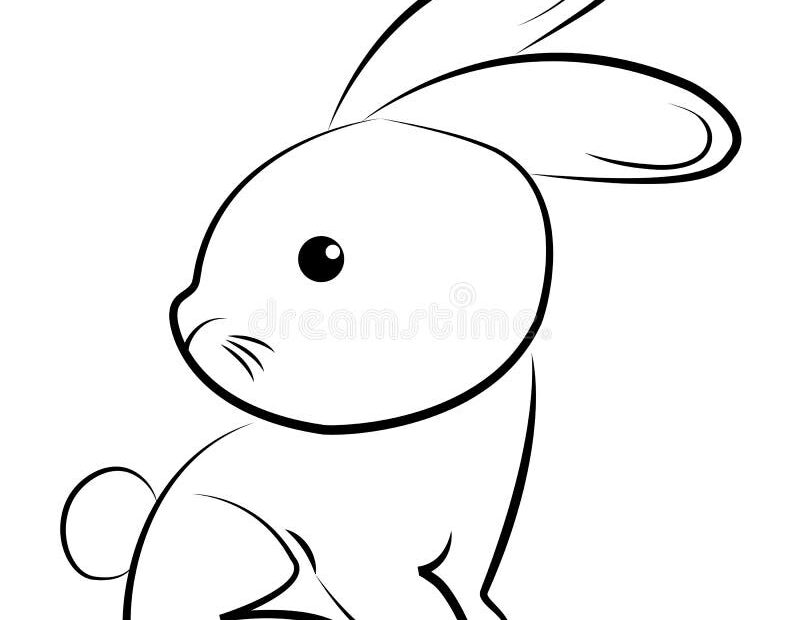 Simple Outline Drawing Of A Cartoon Bunny Animal Stock Vector Illustration Of Outline Idea 135629284