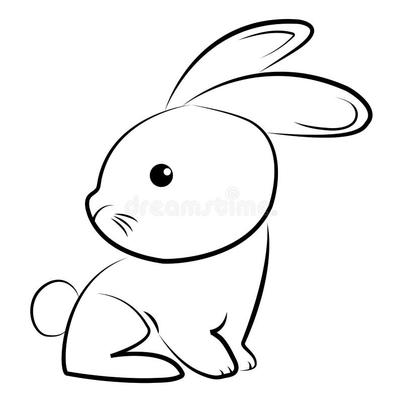 Simple Outline Drawing Of A Cartoon Bunny Animal Stock Vector Illustration Of Outline Idea 135629284
