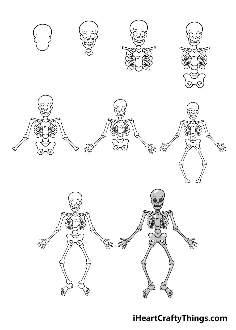 Skeleton Drawing How To Draw A Skeleton Step By Step 