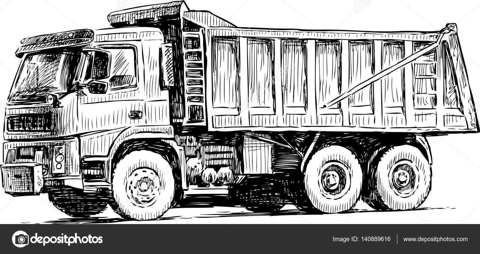 Sketch Of A Heavy Truck Stock Vector By alekseimakarov 140889616