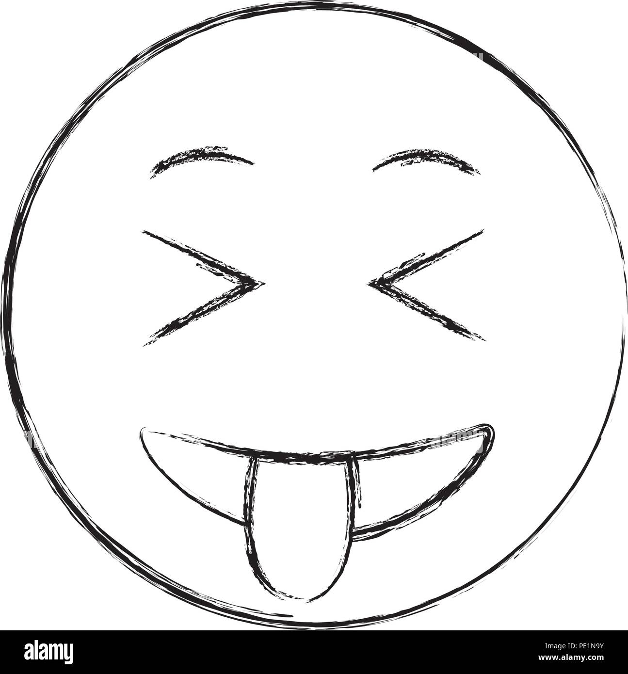 Smiley Face Tongue Out Emoji Hand Drawing Design Stock Vector 