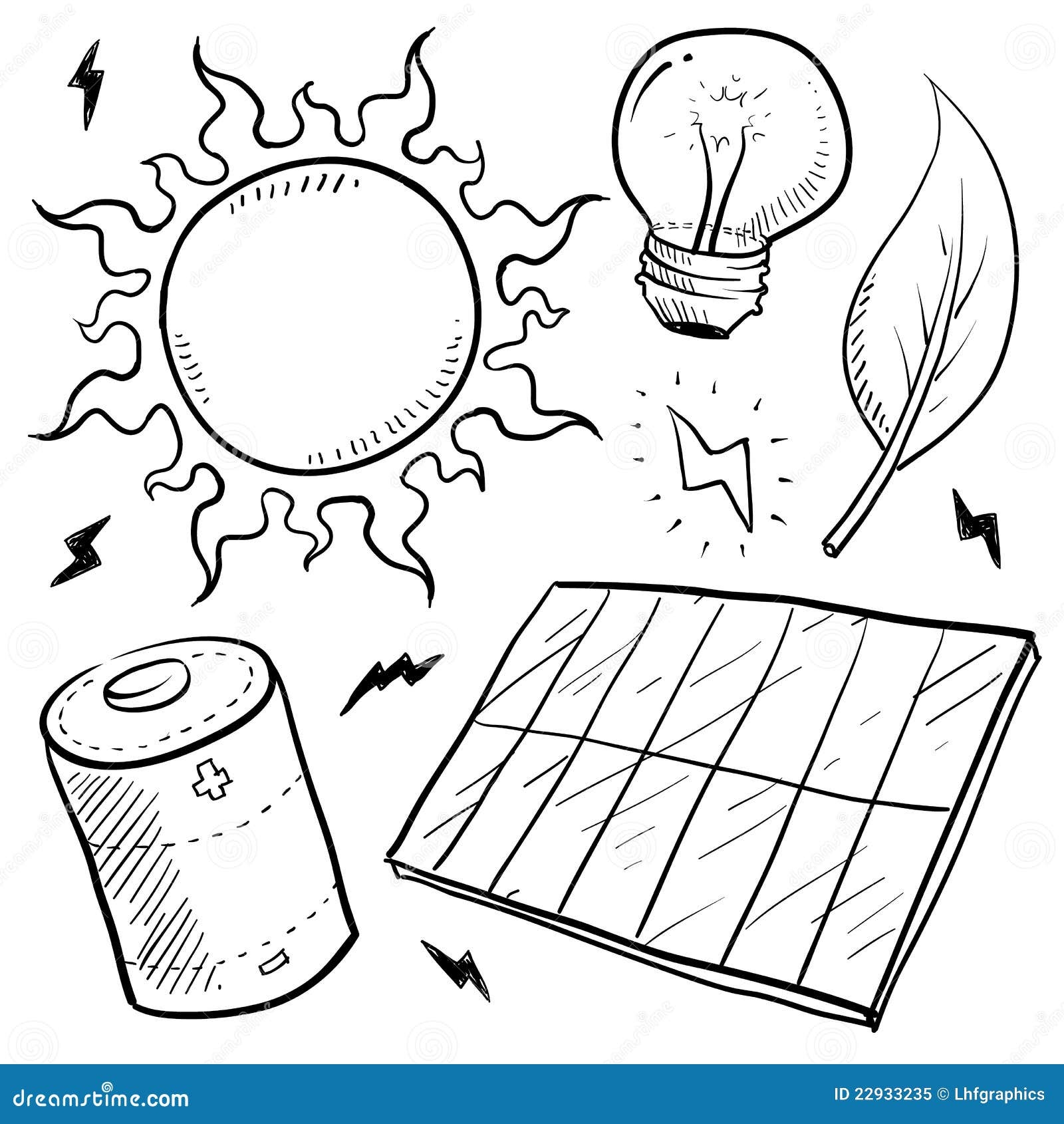 Solar Energy Objects Sketch Stock Vector Illustration Of Panel Renewable 22933235