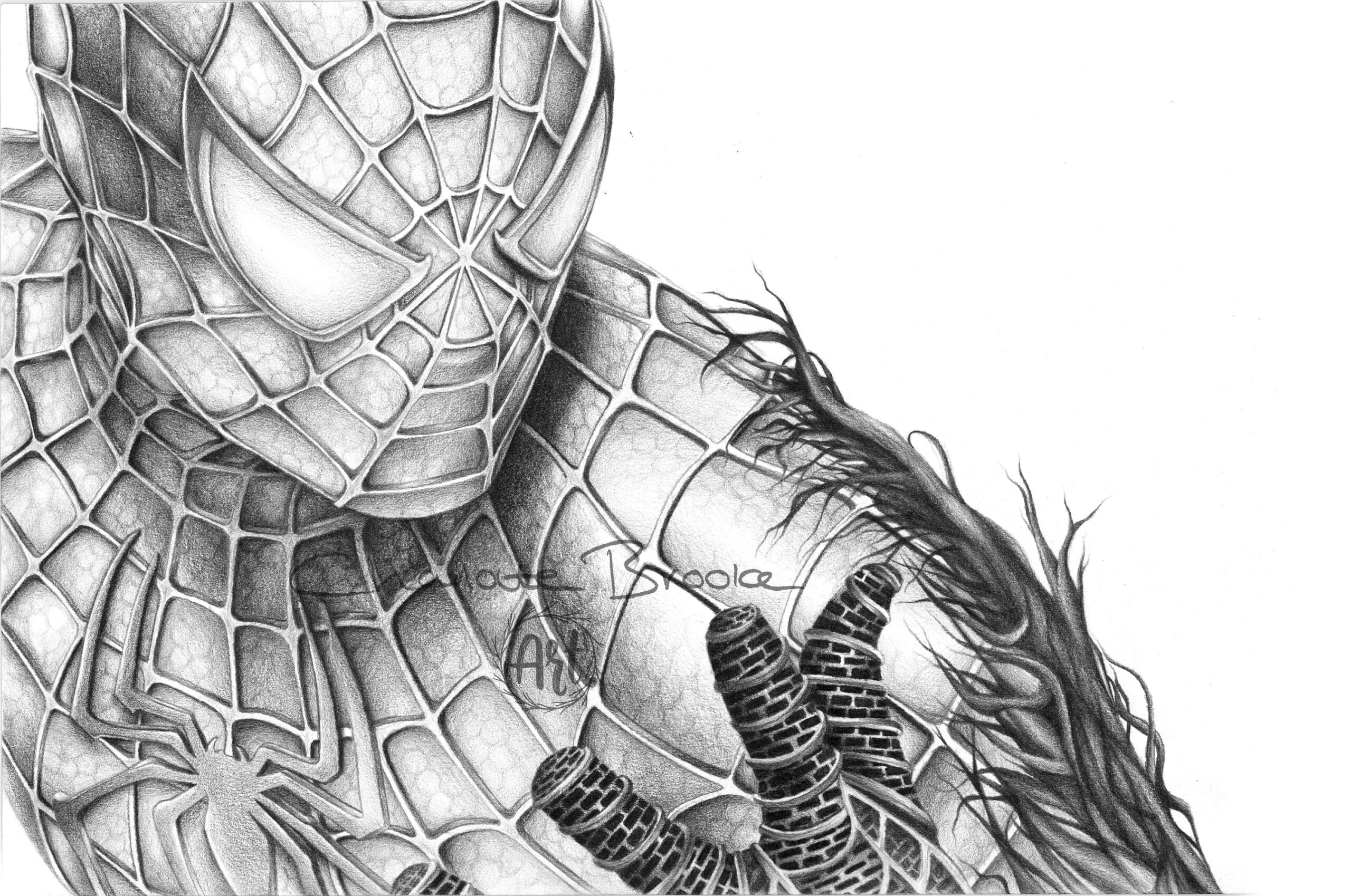 Spider man Pencil Drawing Portrait Print Etsy