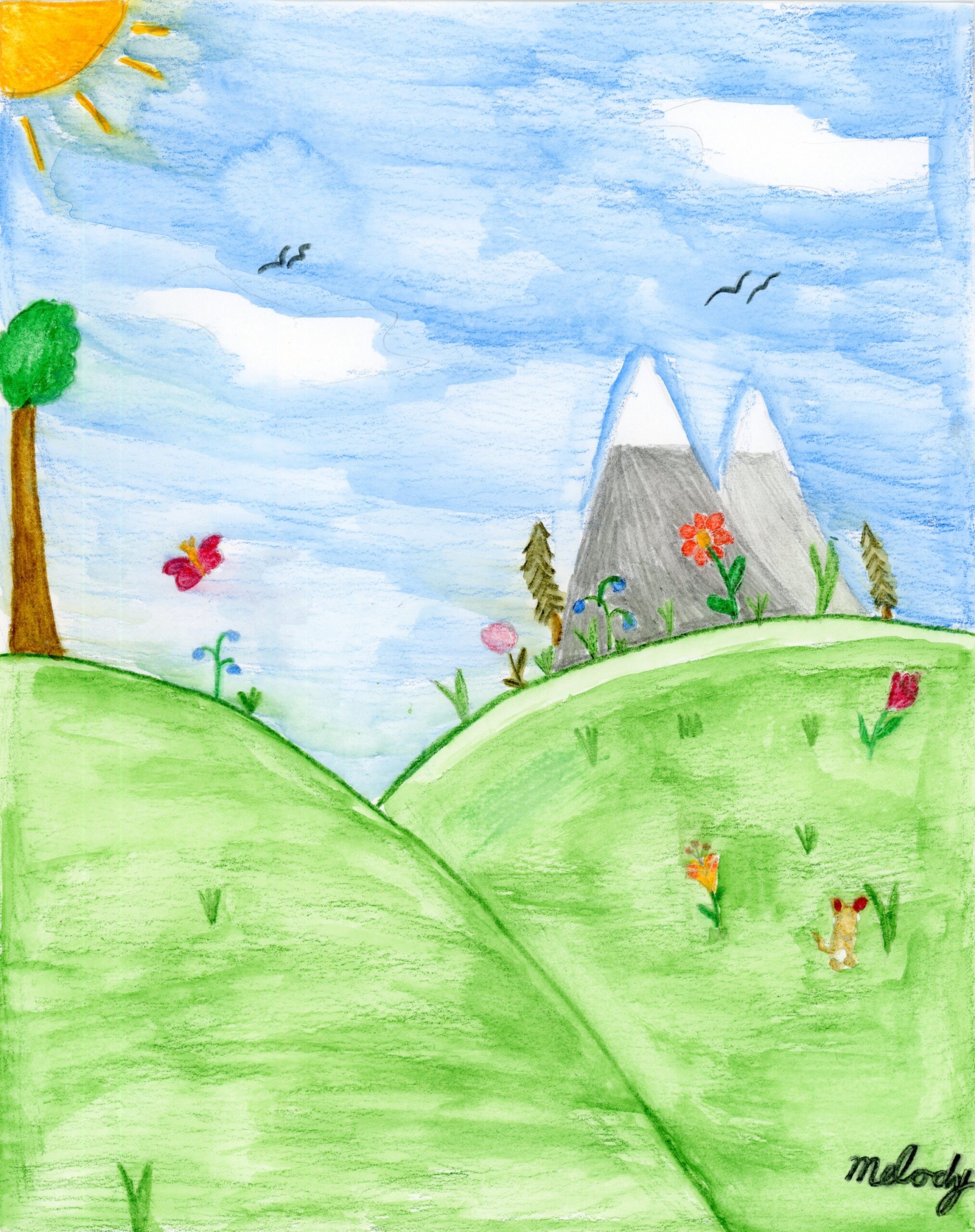 Spring Field Print Spring Day Illustration Watercolor And 