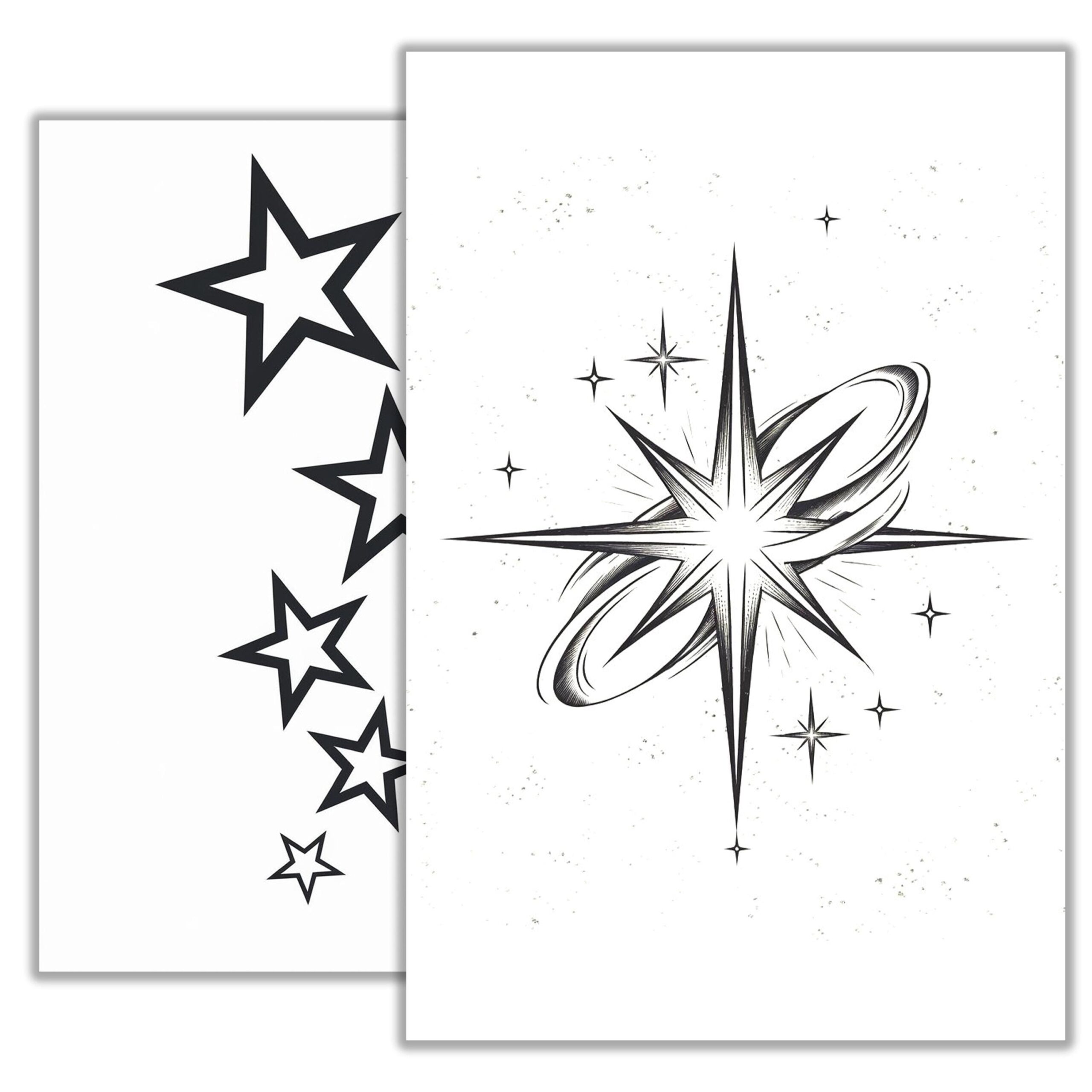 Star Tattoo Sketch Minimalist Celestial Flash Tattoo Design Hand drawn Line Art For Cosmic Dreamy Or Magical Ink Ideas Etsy