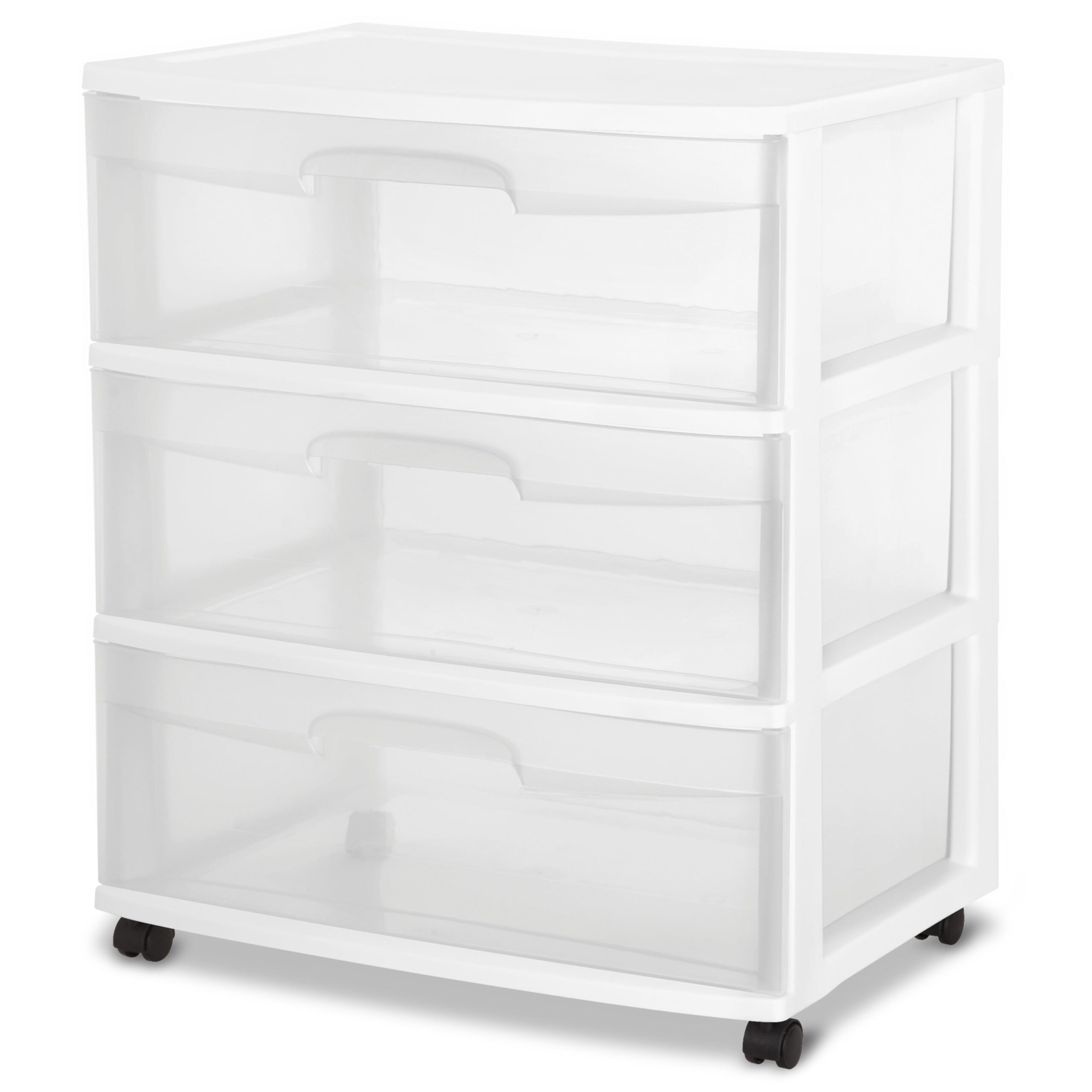 Sterilite 3 Drawer Wide Cart White