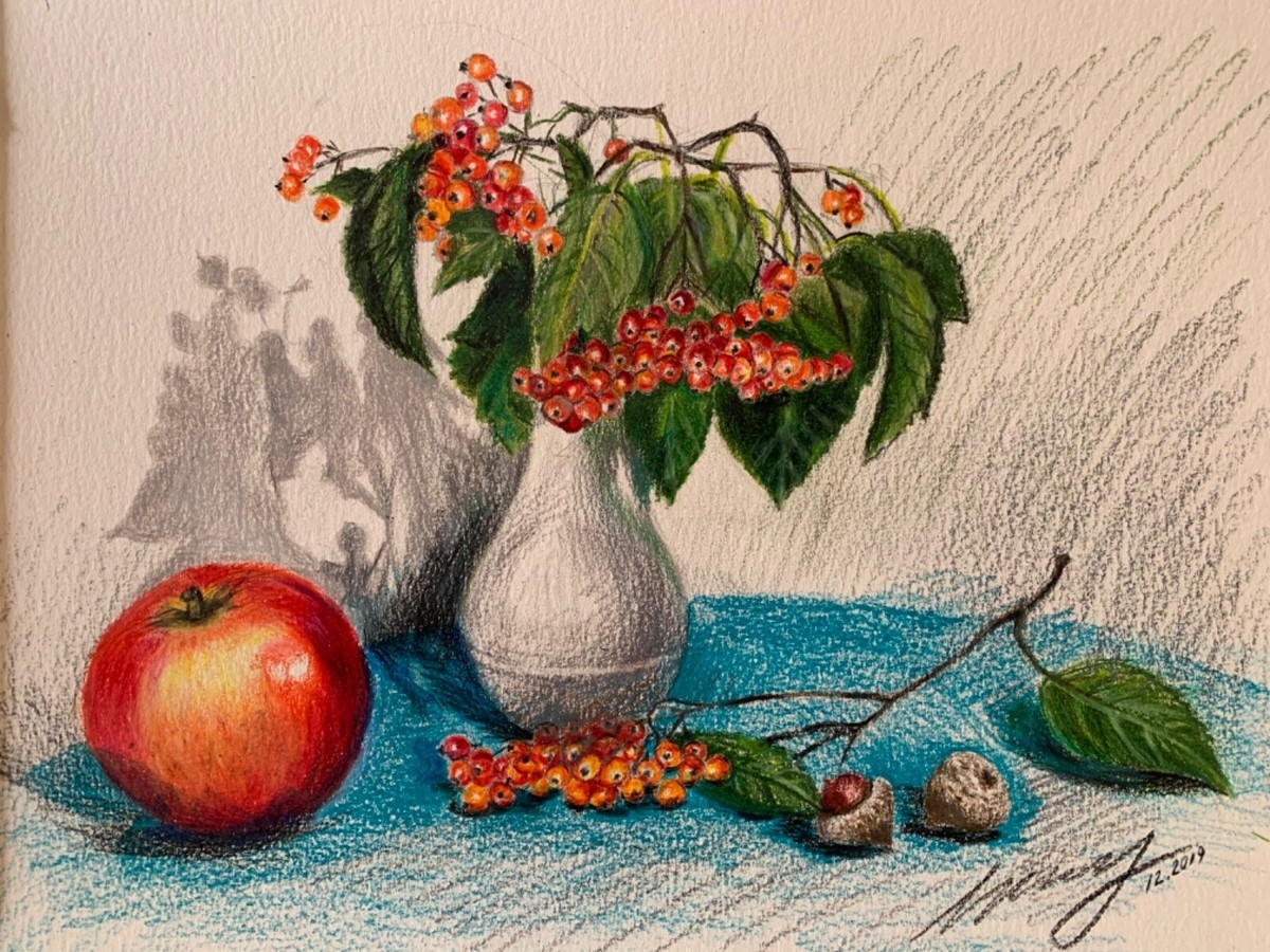 STILL LIFE COLORED PENCIL DRAWING EBay
