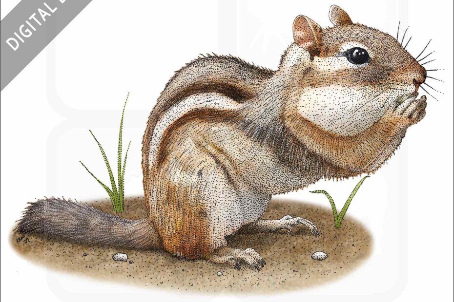 Stock Art Drawing Of An Eastern Chipmunk Inkart
