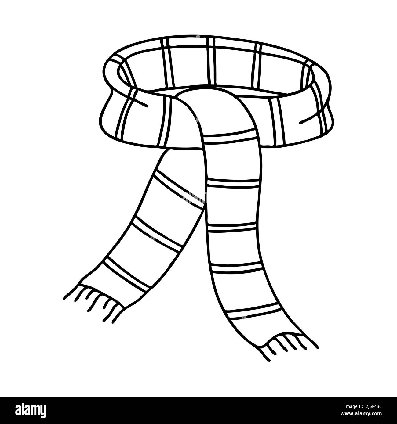 Striped Scarf In Doodle Style The Sketch Is Hand drawn And Isolated On A White Background Element Of New Year And Christmas Design Outline Drawing Stock Vector Image U0026 Art Alamy