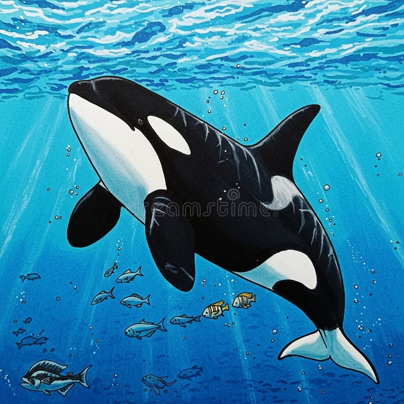 orca whale drawing