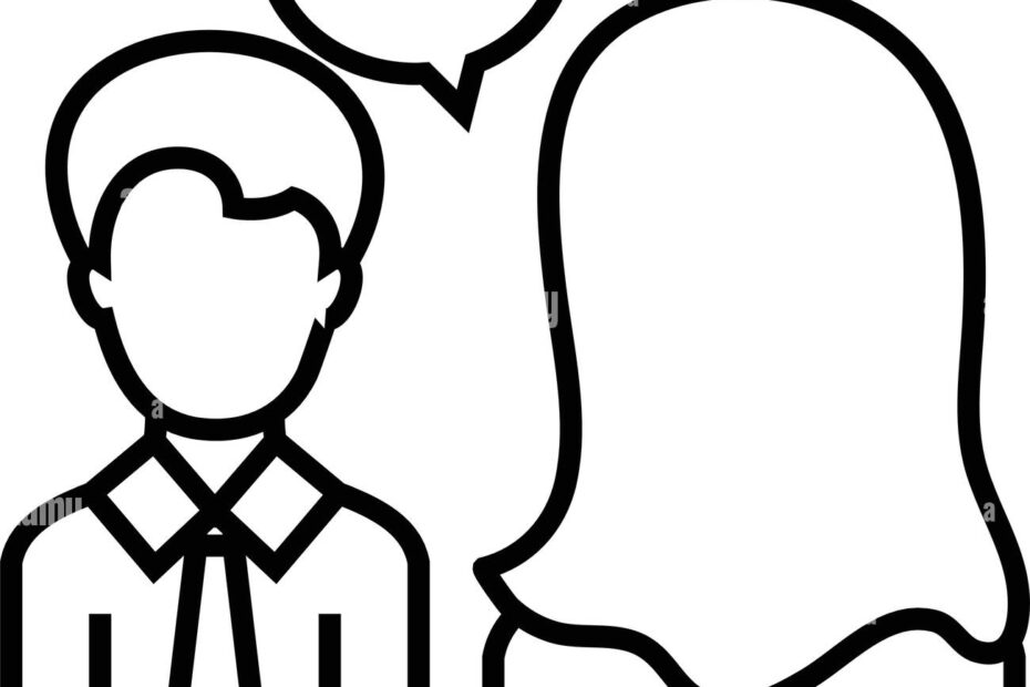 Talking People Line Icon Concept Sign Outline Vector