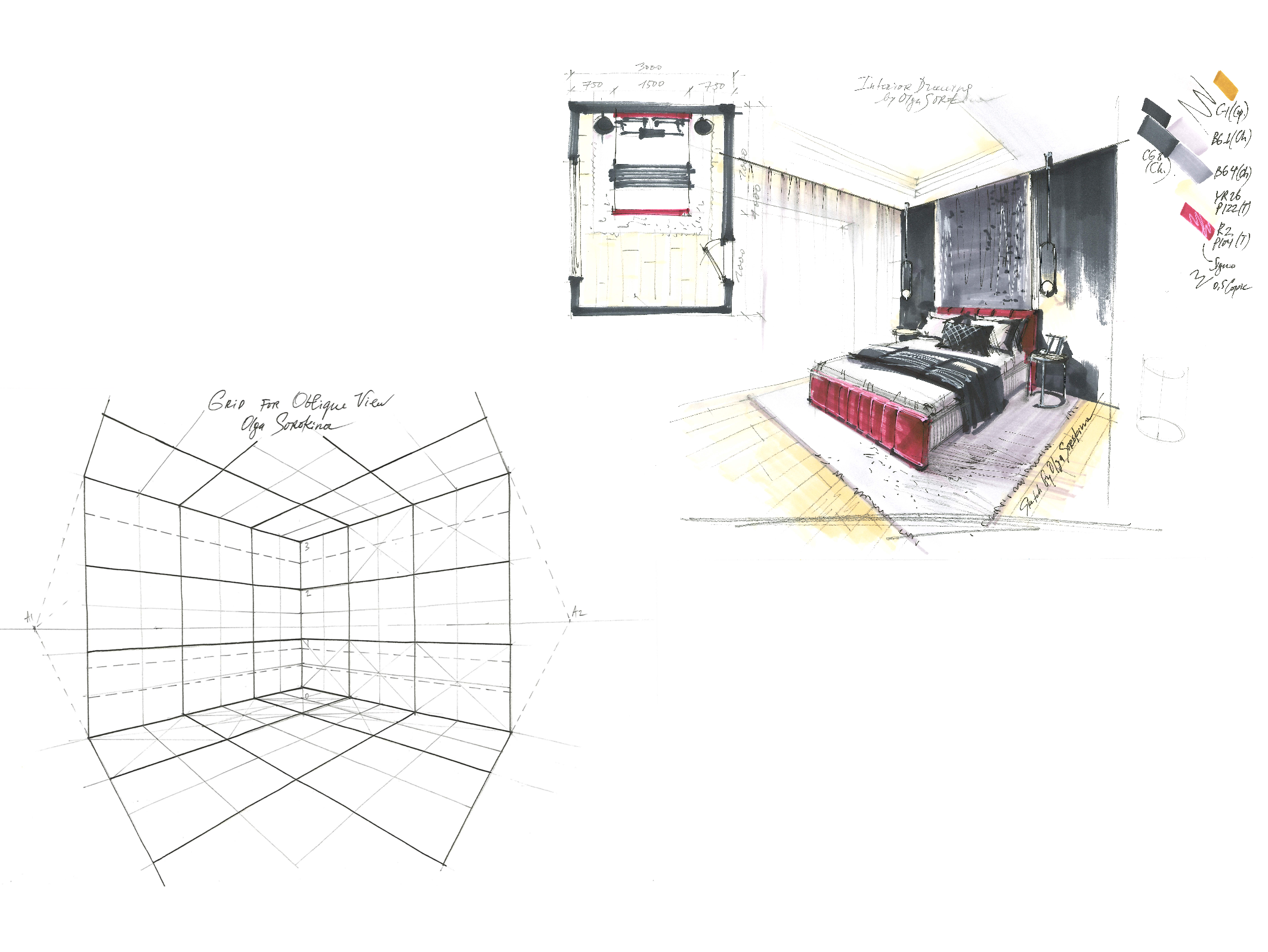 double point perspective drawing