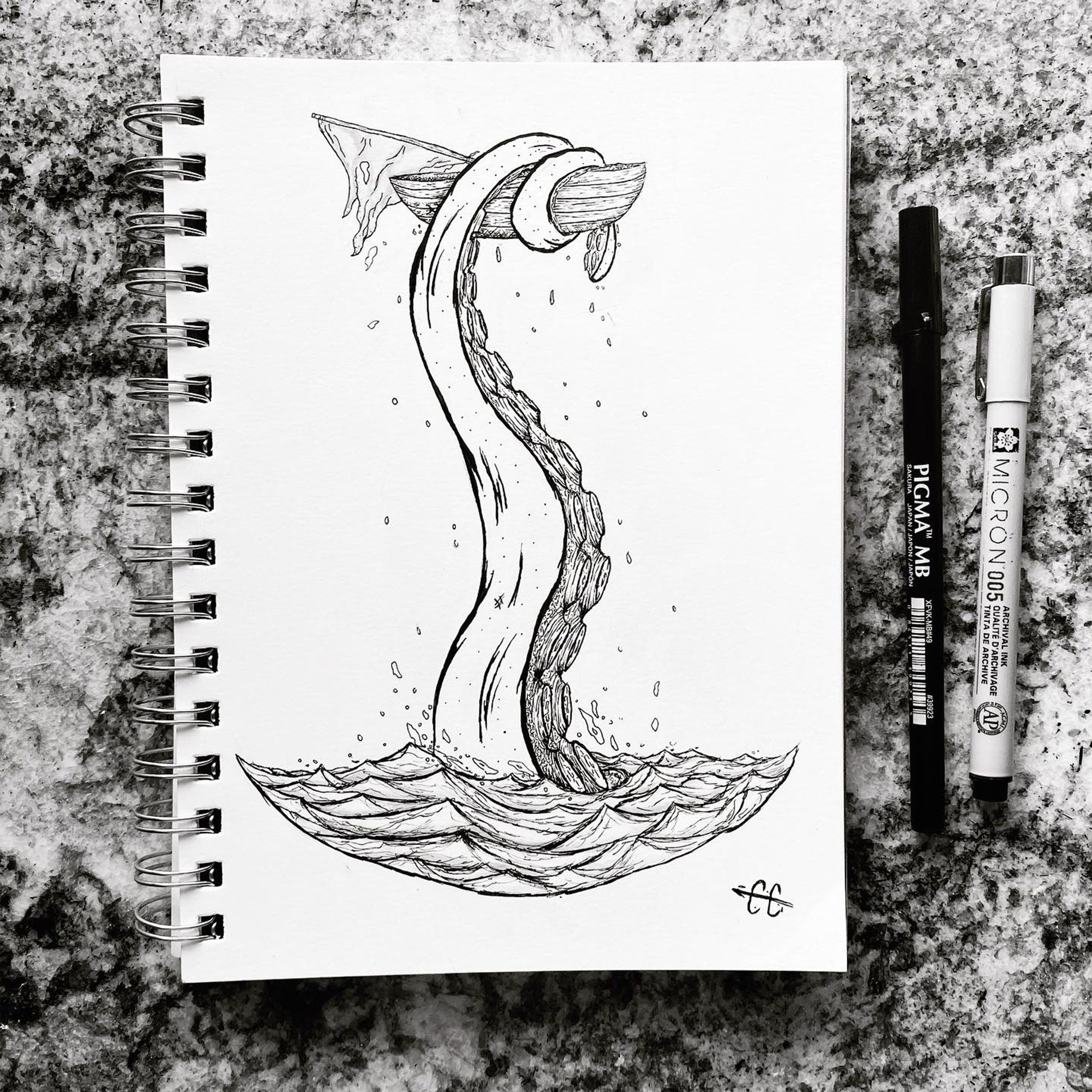 The Kraken Art Print Kraken Sketch High Quality Print Etsy