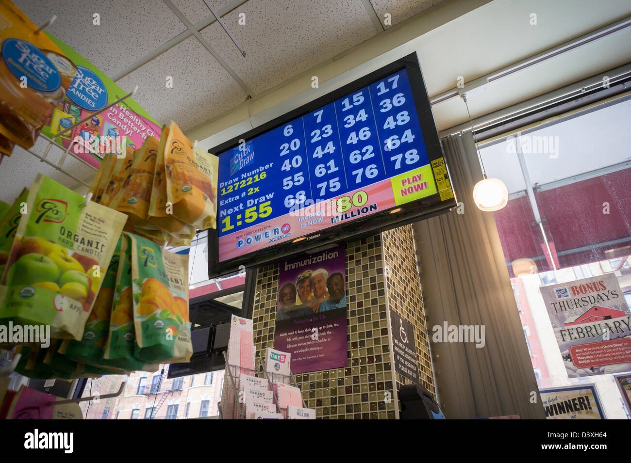 The New York State Lottery Quick Draw Screen Is Seen In A Newsstand In New York Stock Photo Alamy