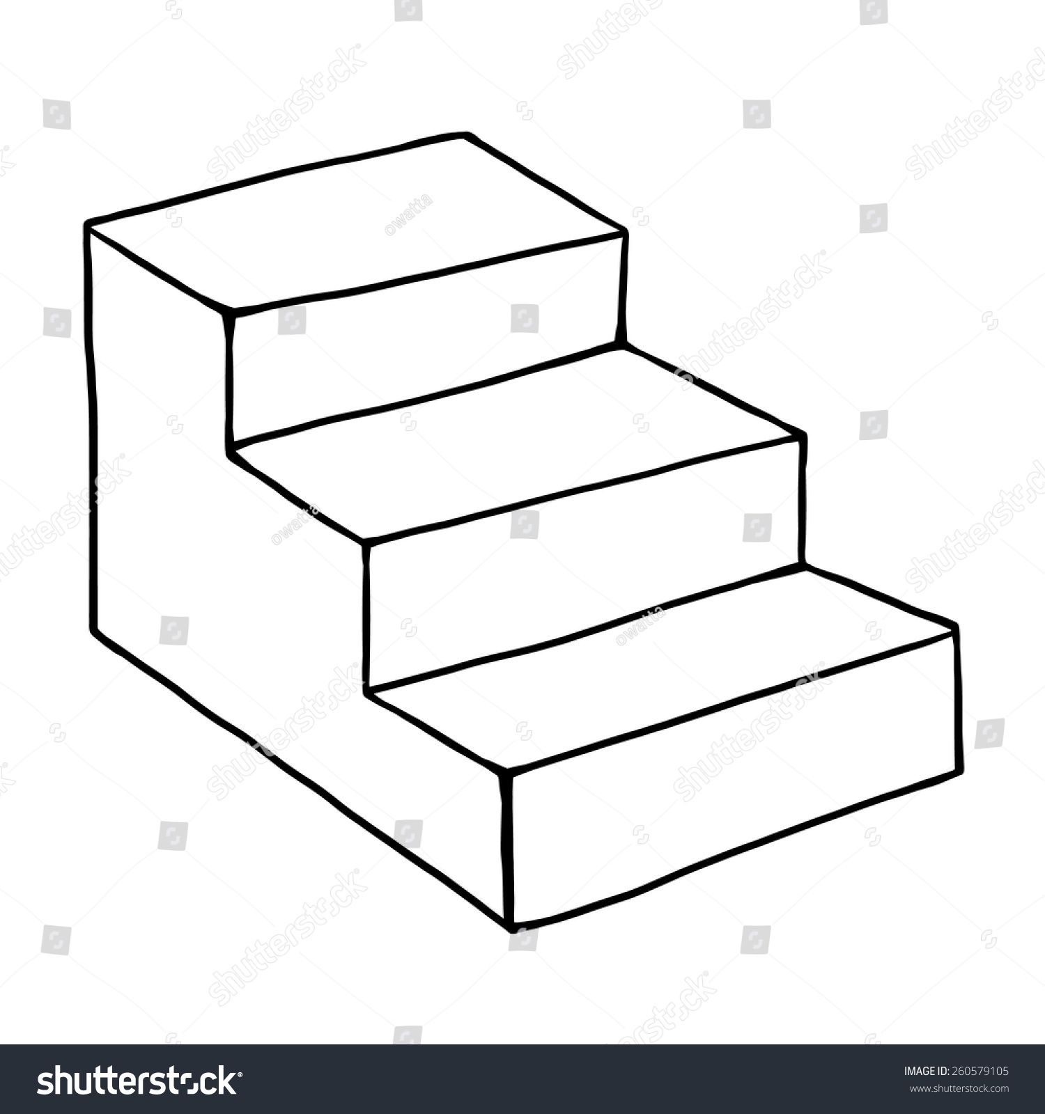 Three Steps Stair Drawing Cartoon Vector Stock Vector Royalty 