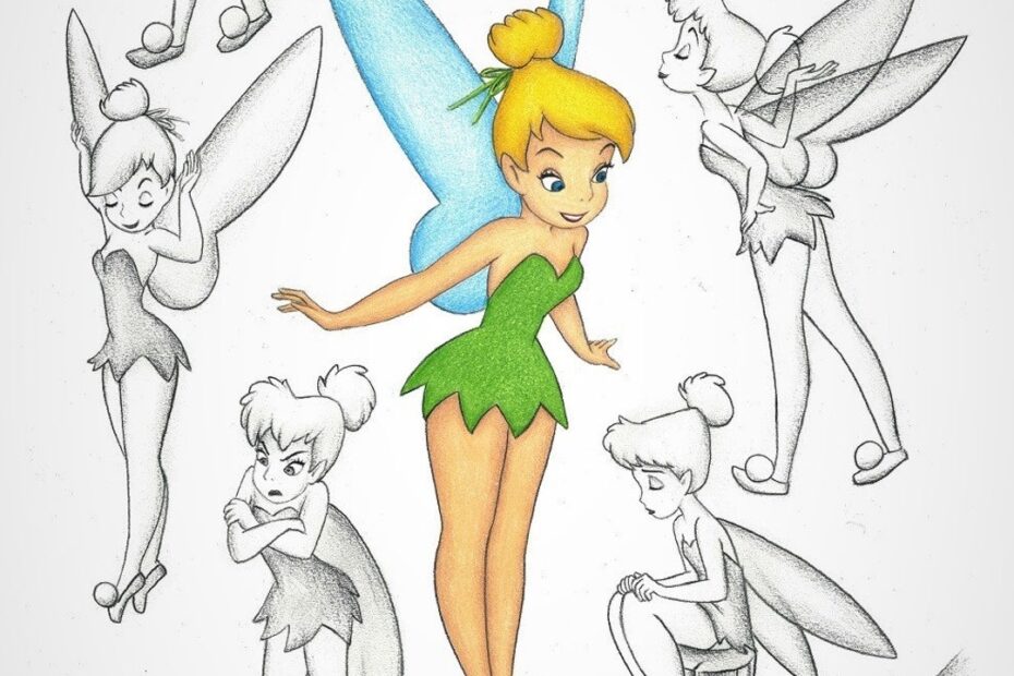 Tinkerbell Montage 11 X 17 Inch Colored Pencil Drawing Print Etsy