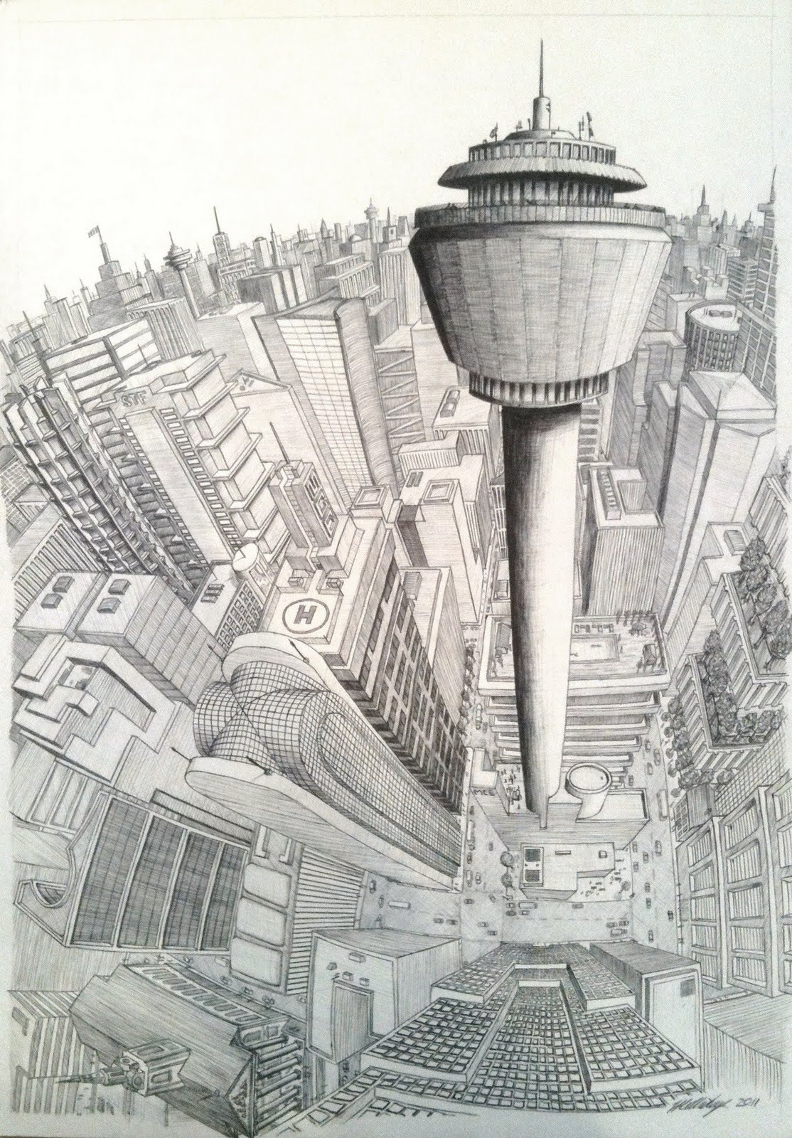 Tom s Creativity Brain Dump Detailed 2 point Perspective Cityscape