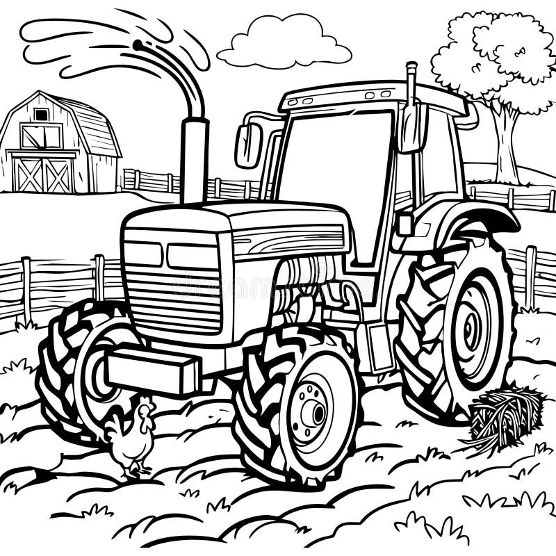 how to draw a tractor