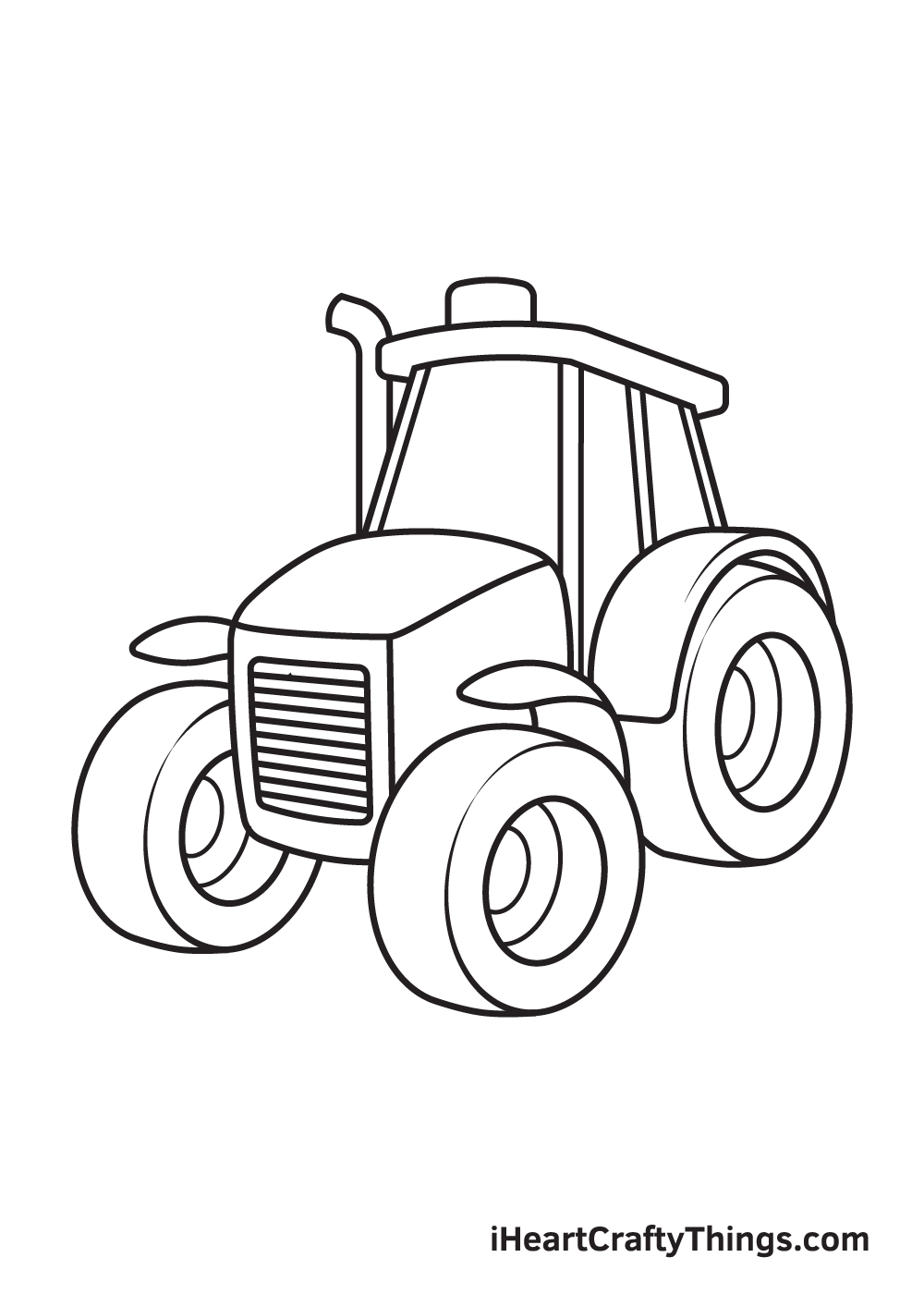 Tractor Drawing How To Draw A Tractor Step By Step