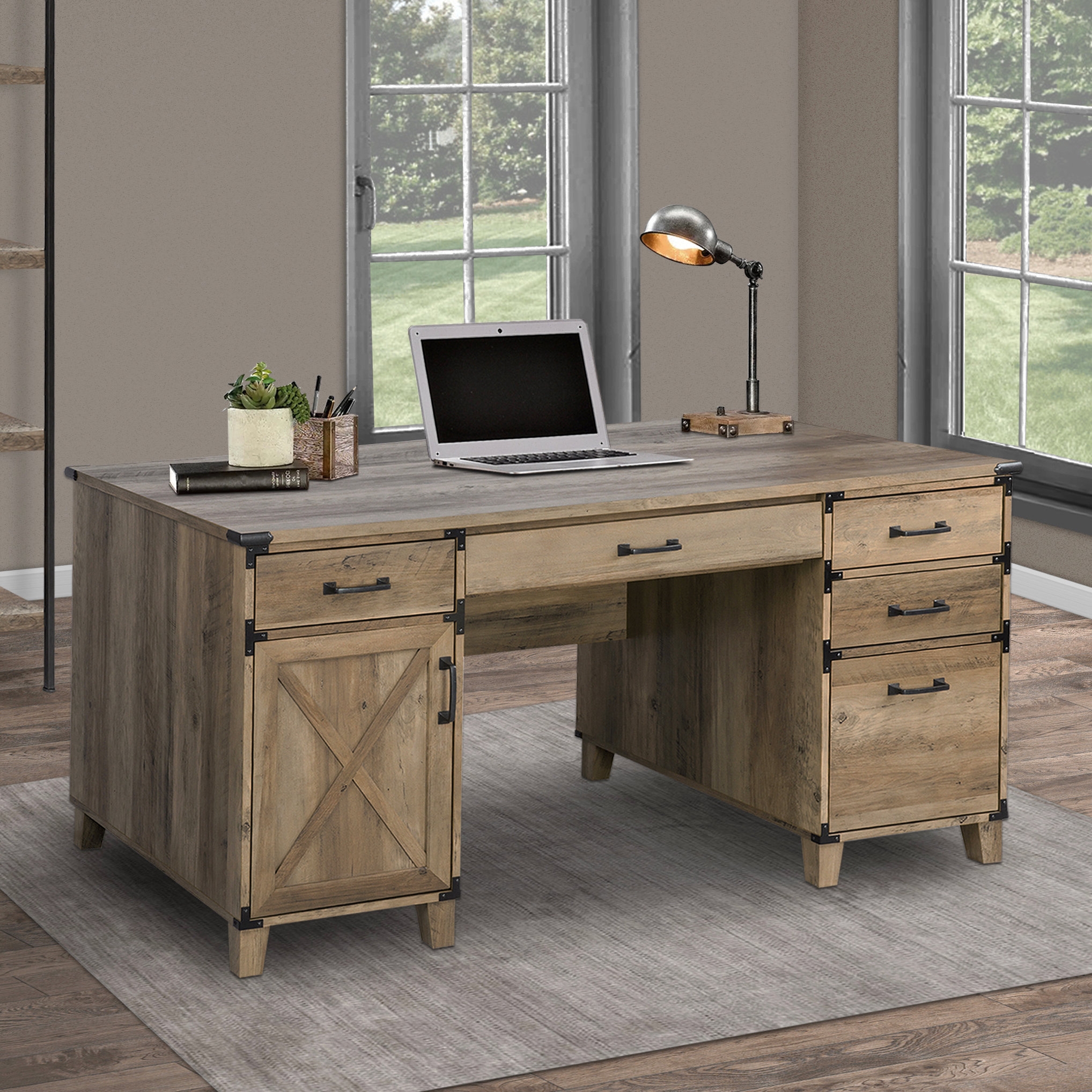 Trent Austin Design Nguyen 59 Farmhouse Executive Desk With Drawers U0026 Reviews Wayfair