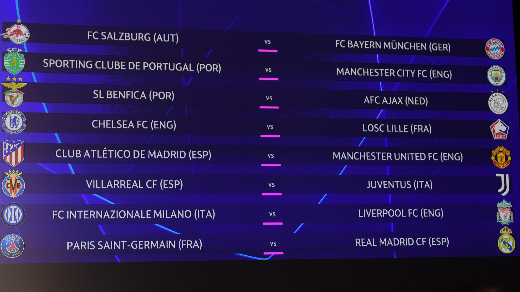 UEFA Champions League Round Of 16 Draw UEFA Champions League 2021 22 UEFA