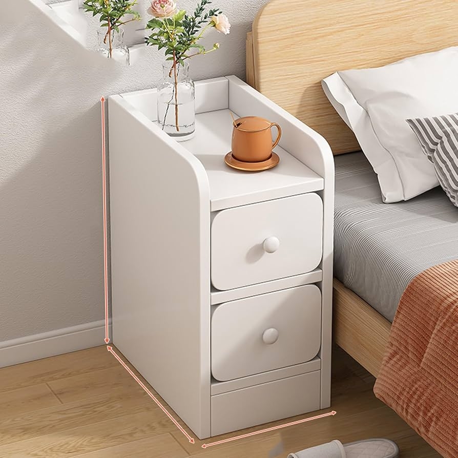 Ultra Narrow Nightstand 10 13 20inch Simple Cracked Bedside Cupboard For Bedroom Small Size Bedside Table Mini Minimalist Modern Bedside Cabinet