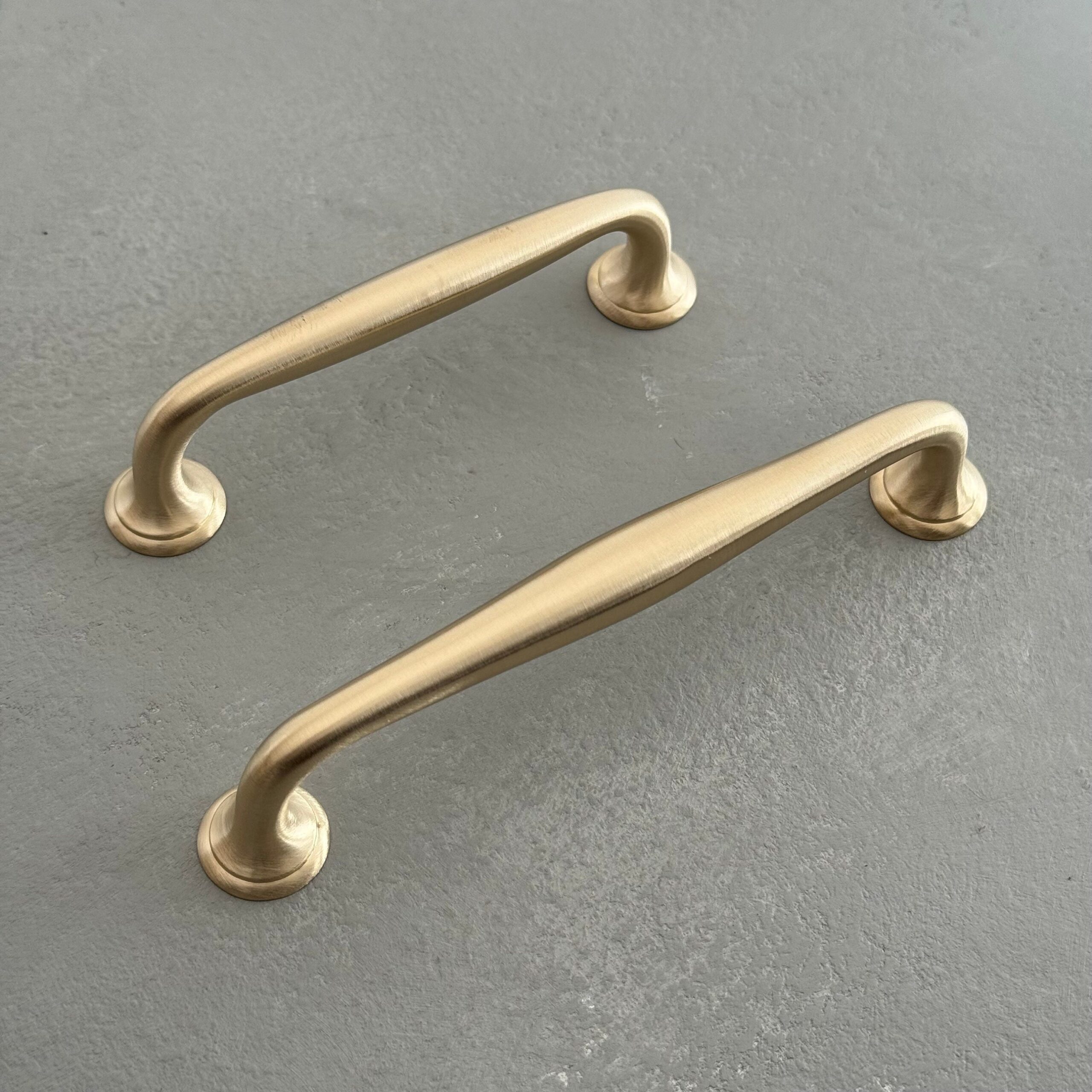 Unlacquered Brass AMBLE Retro Pull Handle For Kitchen Cabinets 