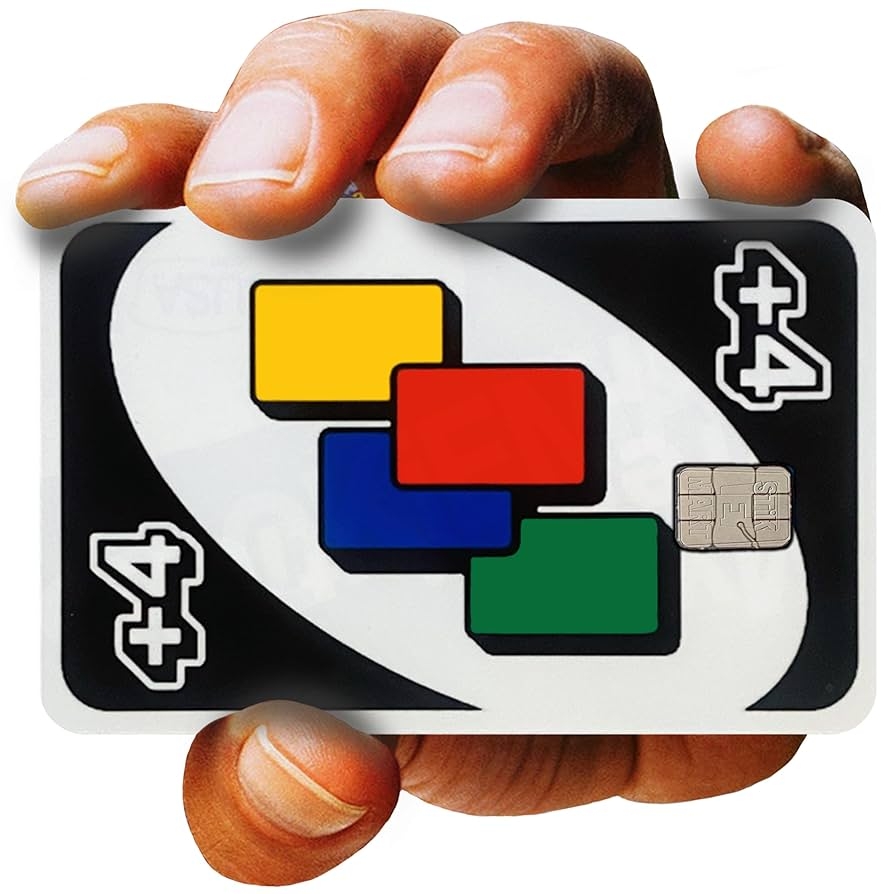 Uno DRAW 4 Card Skin Cover For DEBIT CREDIT TRANSIT CARDS
