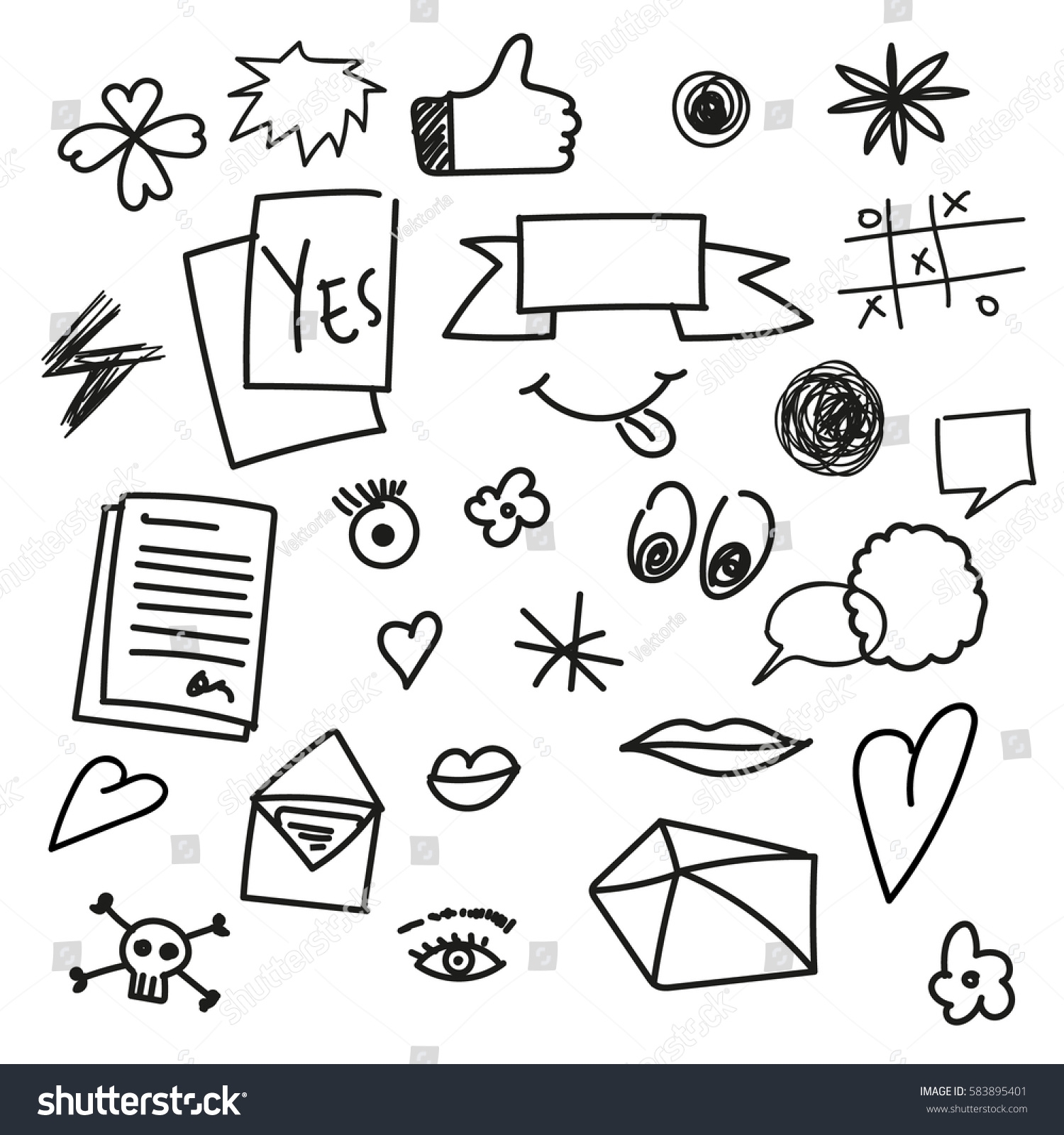 Various Doodle Sketch Symbols Sketch Drawn Stock Vector Royalty Free 583895401 Shutterstock