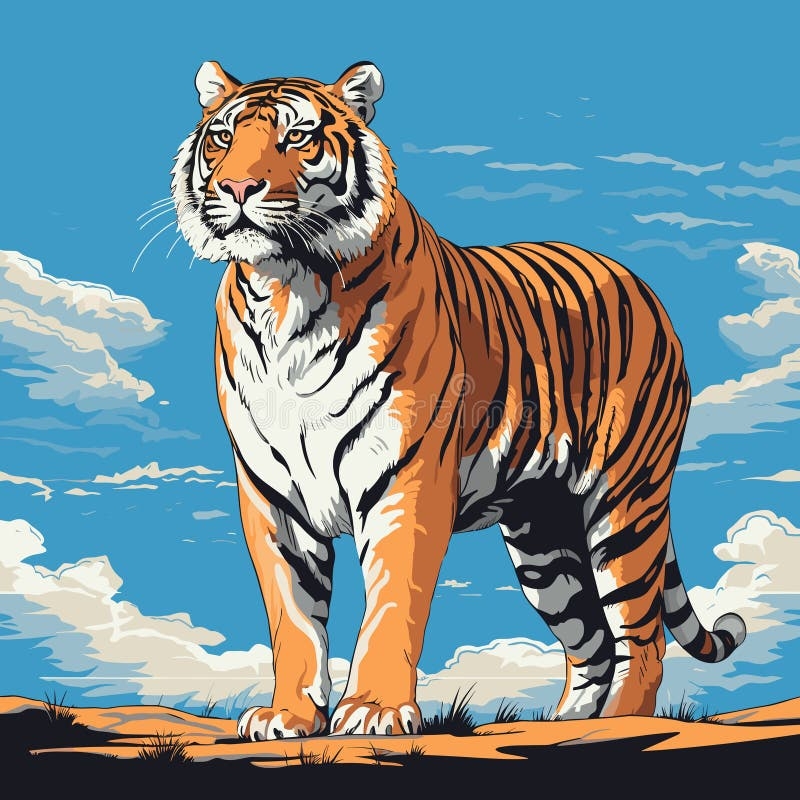 Vector Giant Tiger Tiger Drawing Full Body Stock Image Image Of 