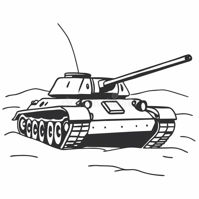 Vector Illustration Of A Tank On A White Background Side View 