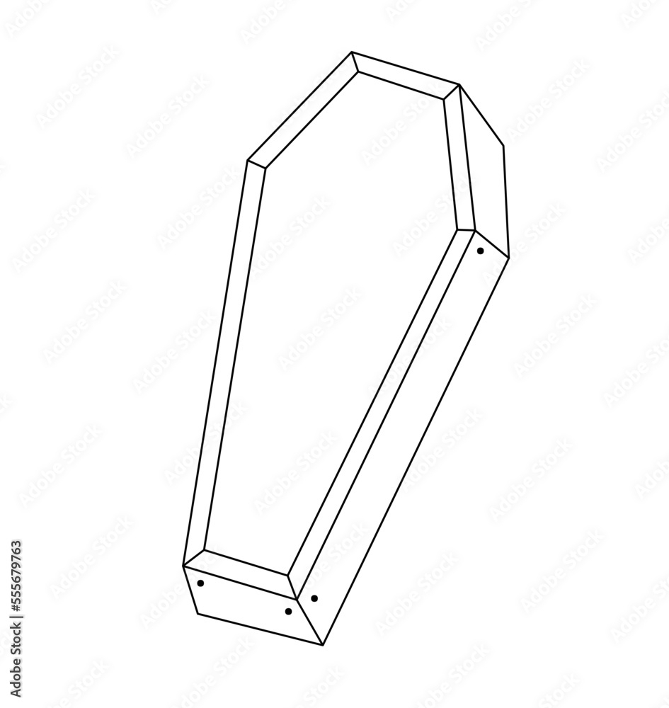 Vector Isolated One Closed Coffin Template Colorless Black And 