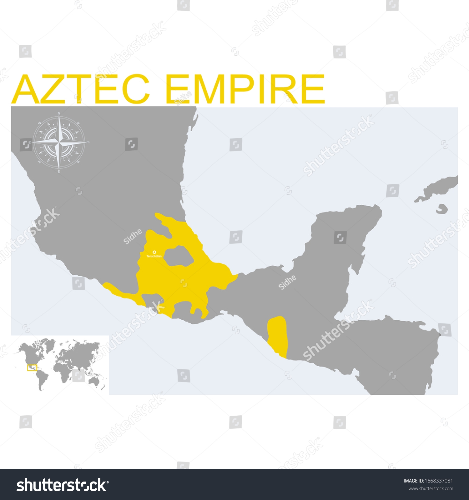 Vector Map Aztec Empire Stock Vector Royalty Free 1668337081 