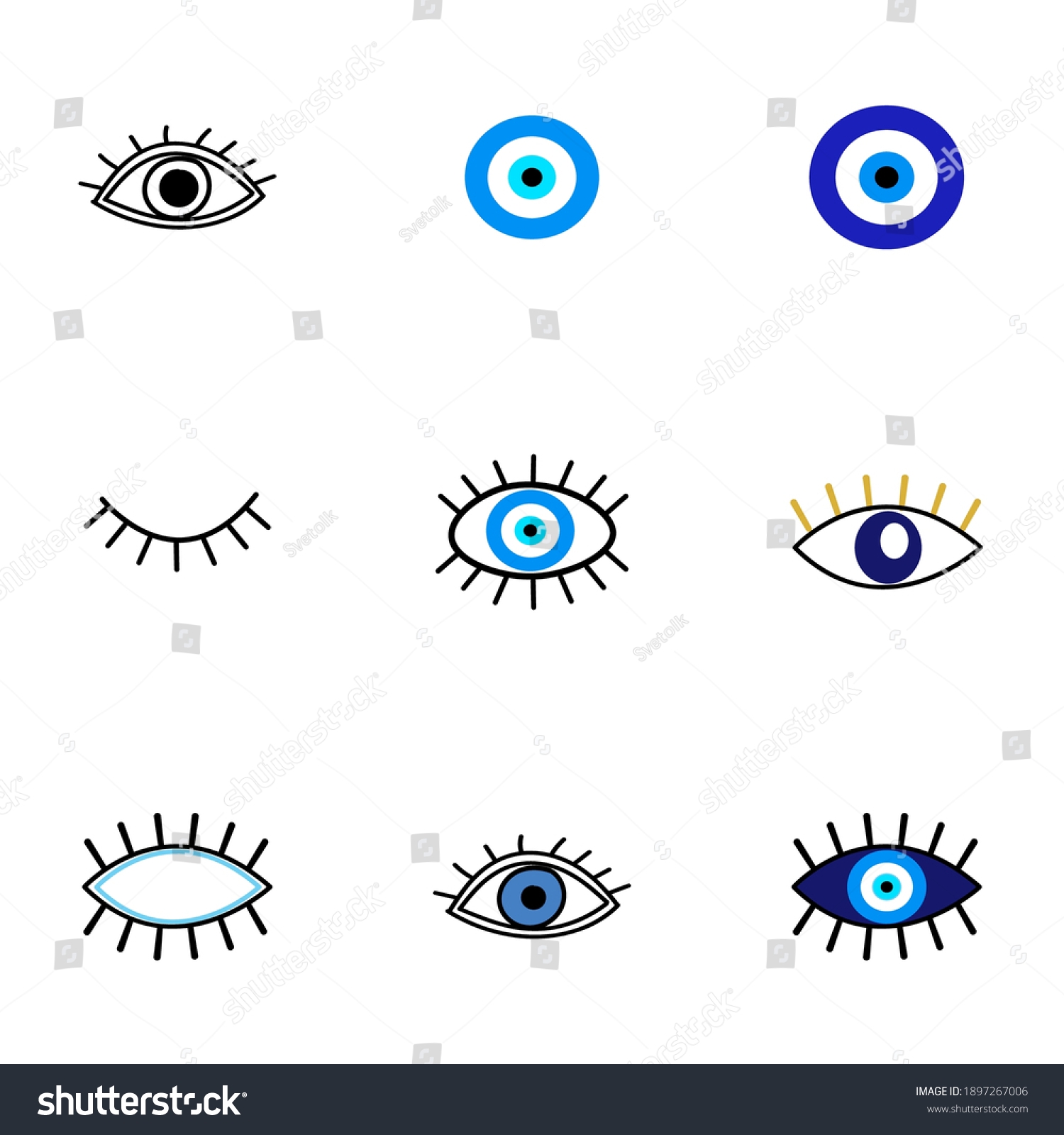 Vektor Stok Evil Eye Protection Talisman Collection Turkish Tanpa Royalti 1897267006 Shutterstock