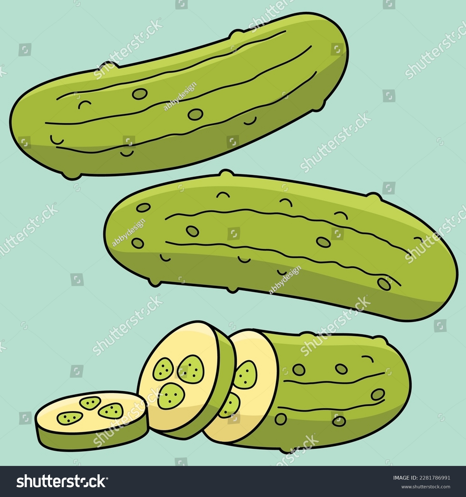Vektor Stok Pickle Vegetable Colored Cartoon Illustration Tanpa Royalti 2281786991 Shutterstock