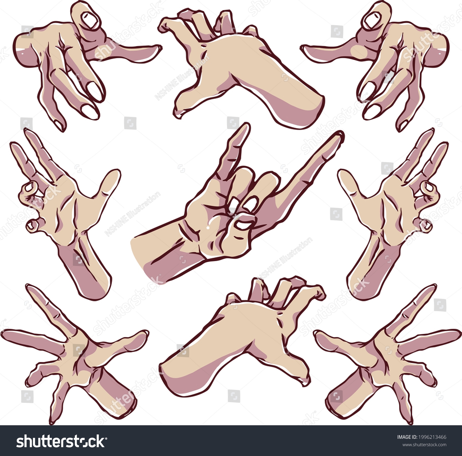 Vektor Stok Set Hand Drawing Reference Anatomy Learning Tanpa Royalti 1996213466 Shutterstock