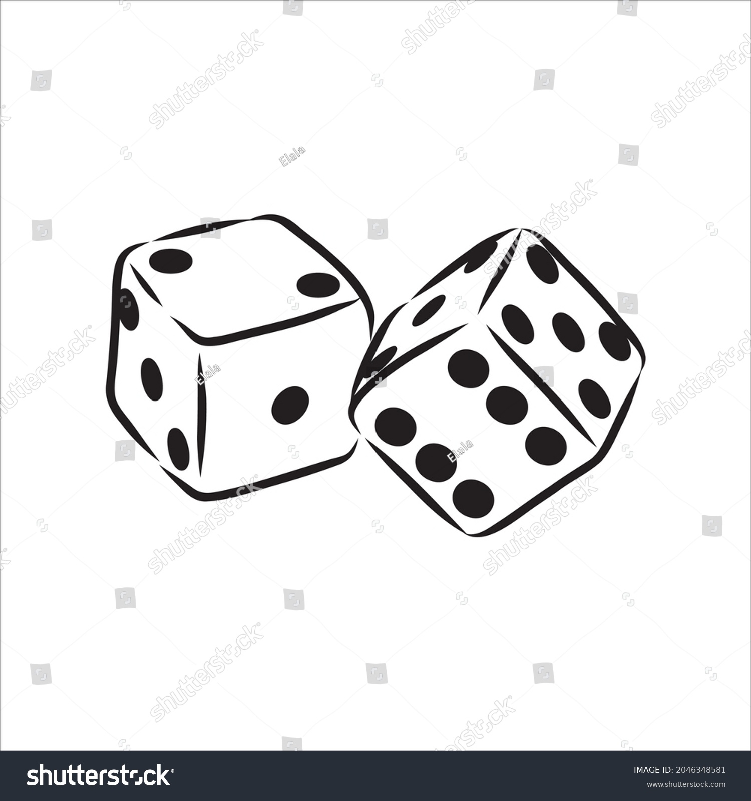Vektor Stok Sketch Two Dices Game Dice Vector Tanpa Royalti 2046348581 Shutterstock