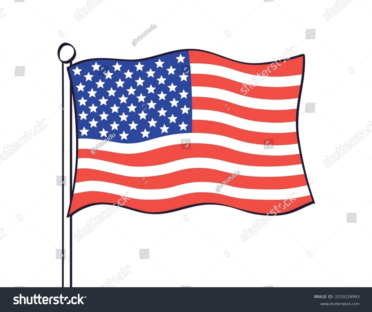 Vektor Stok Usa United States America American Flag Tanpa Royalti 2210124993 Shutterstock
