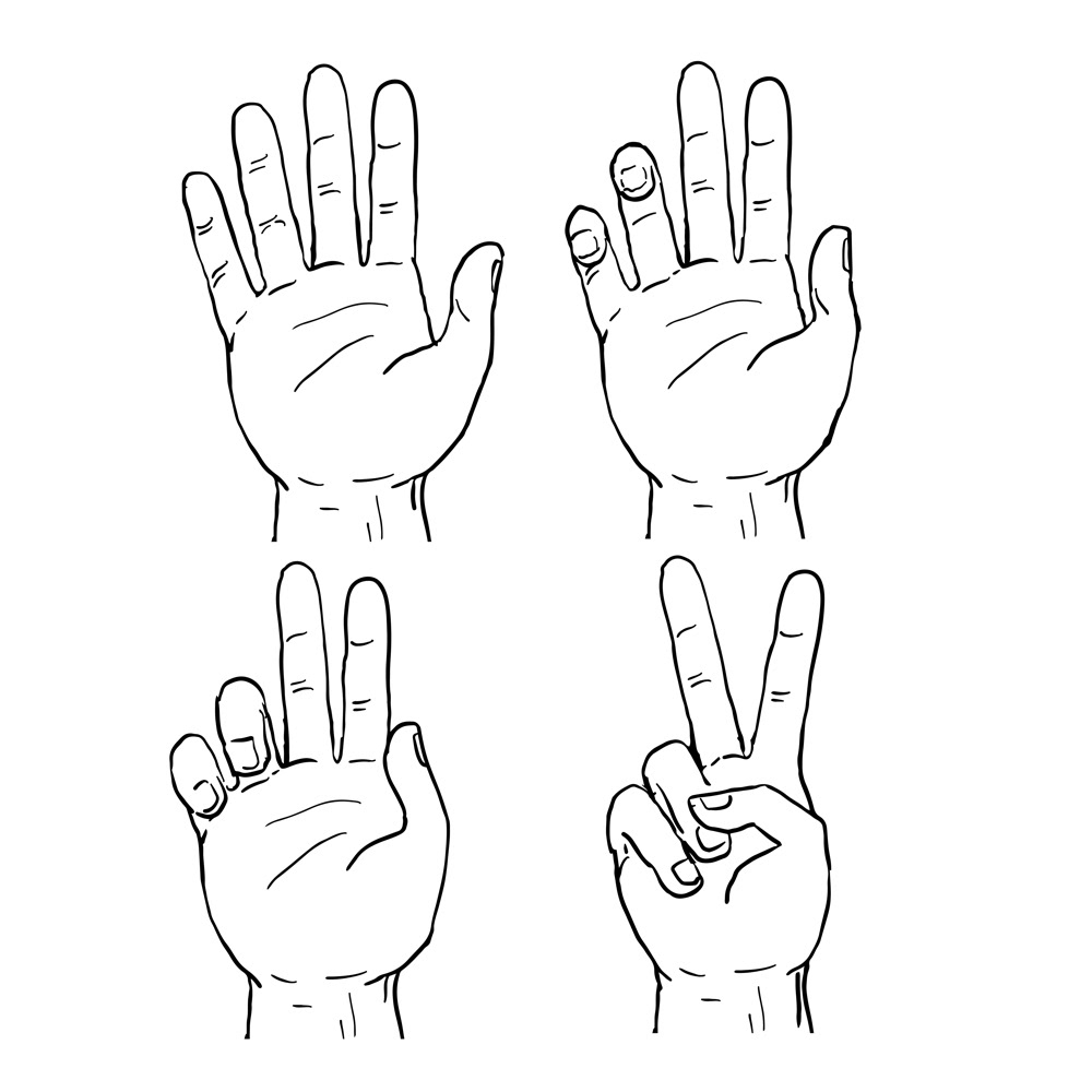 Victory Or Peace Hand Sign Drawing Behance