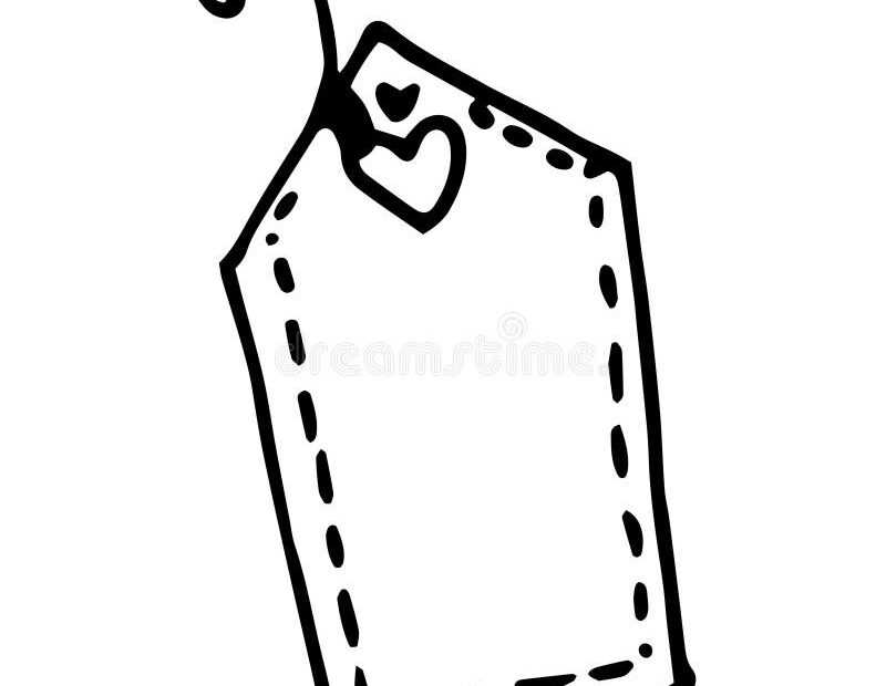 Vintage Empty Gift Tag Hand drawn In Doodle Style Isolated Black Outline With Rectangular Shapes With Triangular End Tags With Stock Vector Illustration Of Labels Graphic 241671779