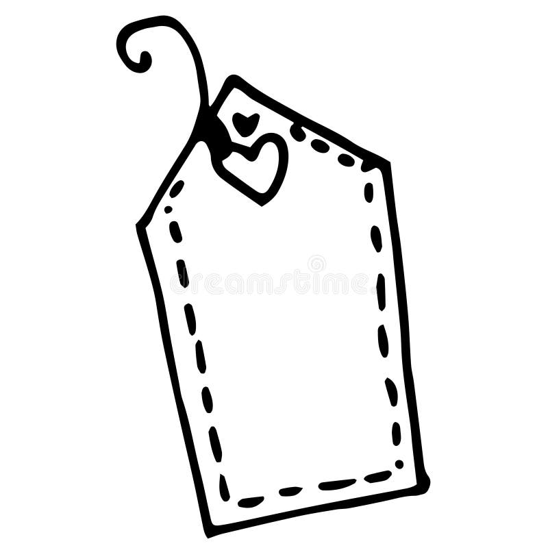 Vintage Empty Gift Tag Hand drawn In Doodle Style Isolated Black Outline With Rectangular Shapes With Triangular End Tags With Stock Vector Illustration Of Labels Graphic 241671779