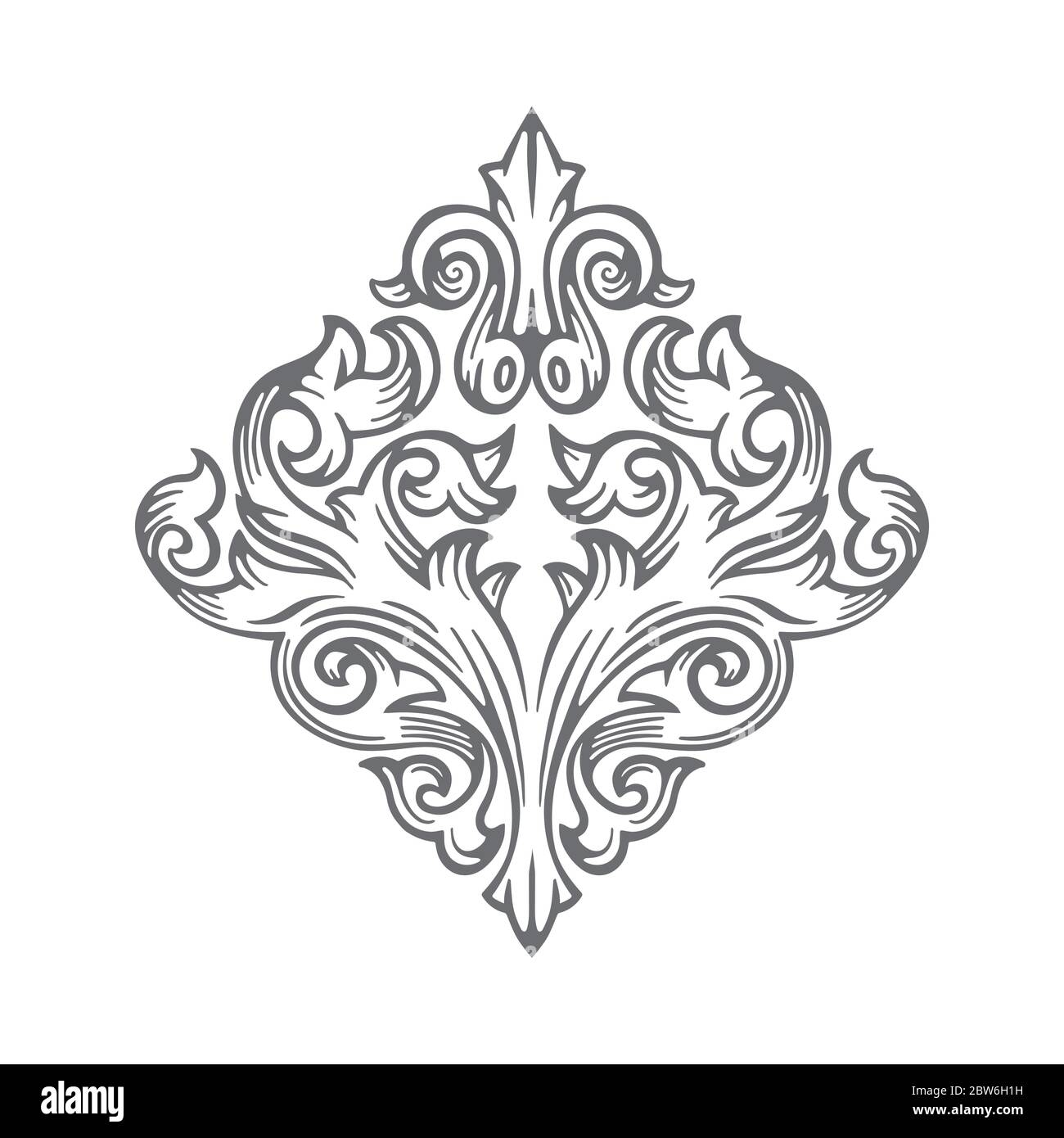 Vintage Floral Ornament Hand Drawn Baroque Victorian Ornament 