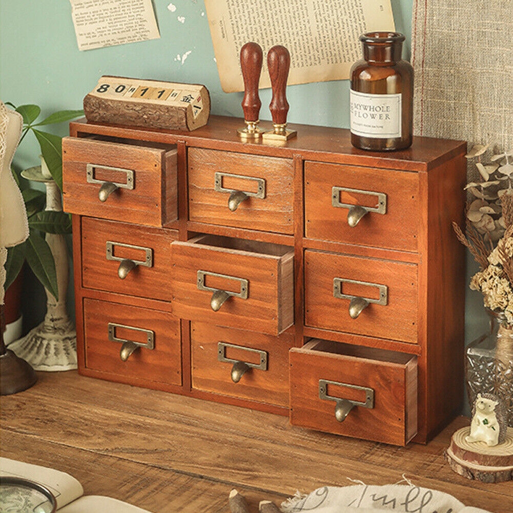 Vintage Small Wooden Chest Of Drawers Storage Unit Cabinet Organiser Box Desktop EBay UK