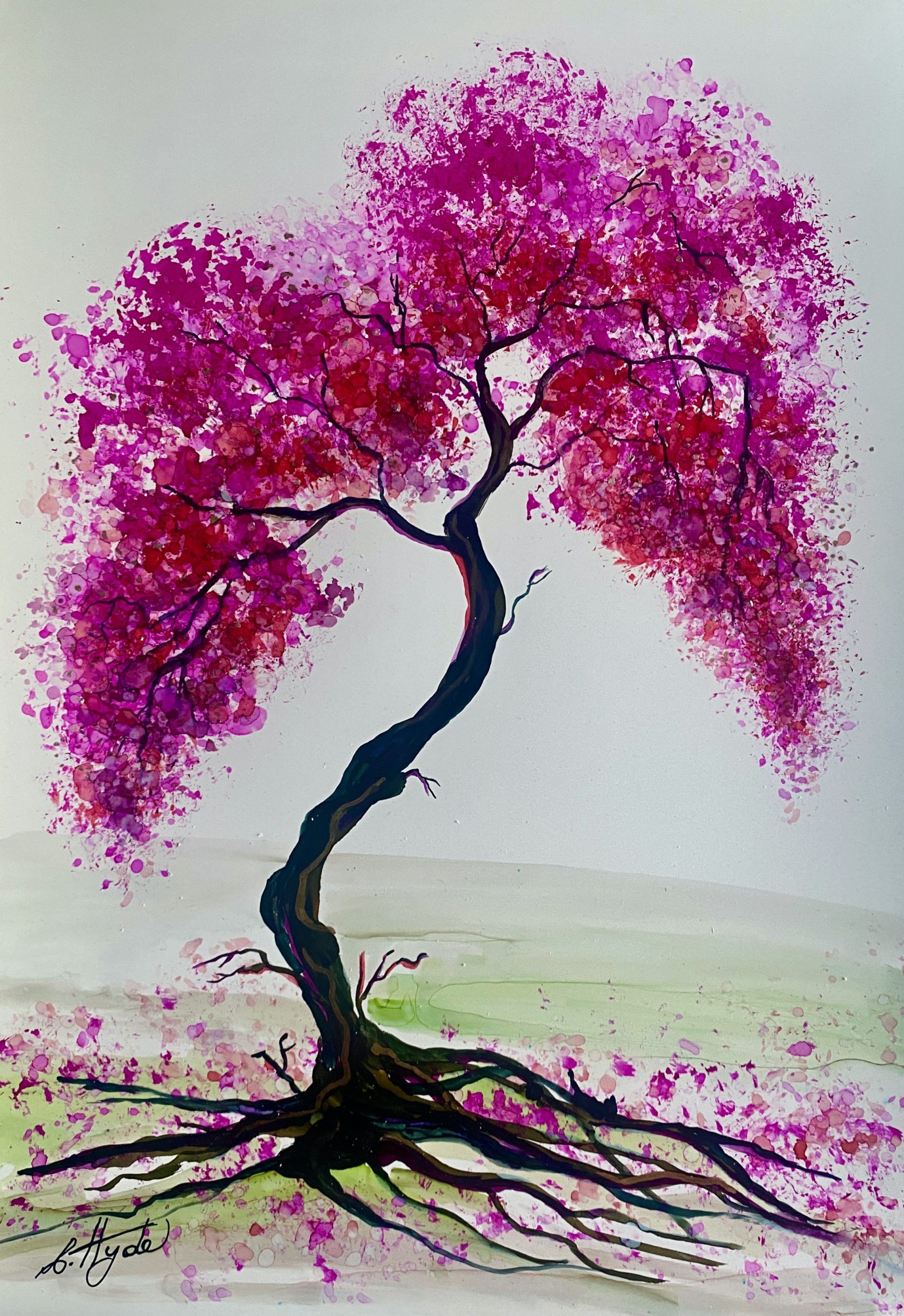Weeping Cherry Blossom Tree framed Art Lovers Australia