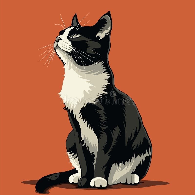 White Black Cat Stock Illustrations 208 409 White Black Cat 