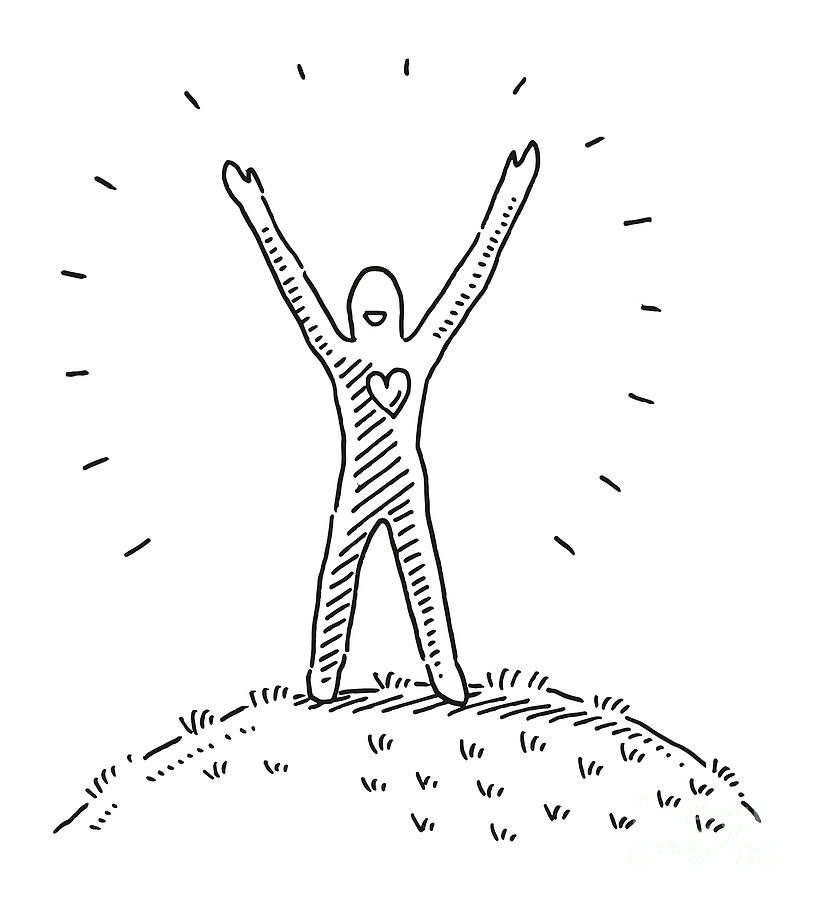 Woman Silhouette Raised Arms Freedom Drawing By Frank Ramspott